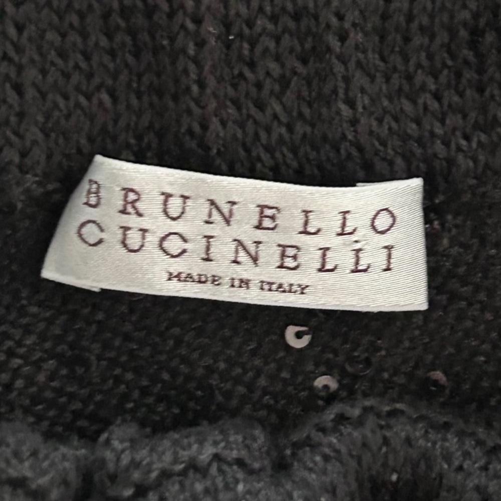 Brunello Cucinelli Linen Silk Sweater, Layered Ruffle Collar & Sequins $1495 - Picture 7 of 8